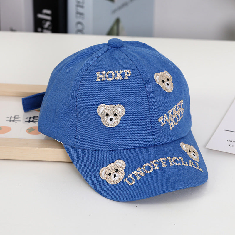 Wholesale Summer Cotton Teddy Bear Embroidered Children's Baseball Caps